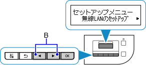 セットアップメニュー画面:無線LANのセットアップを選択